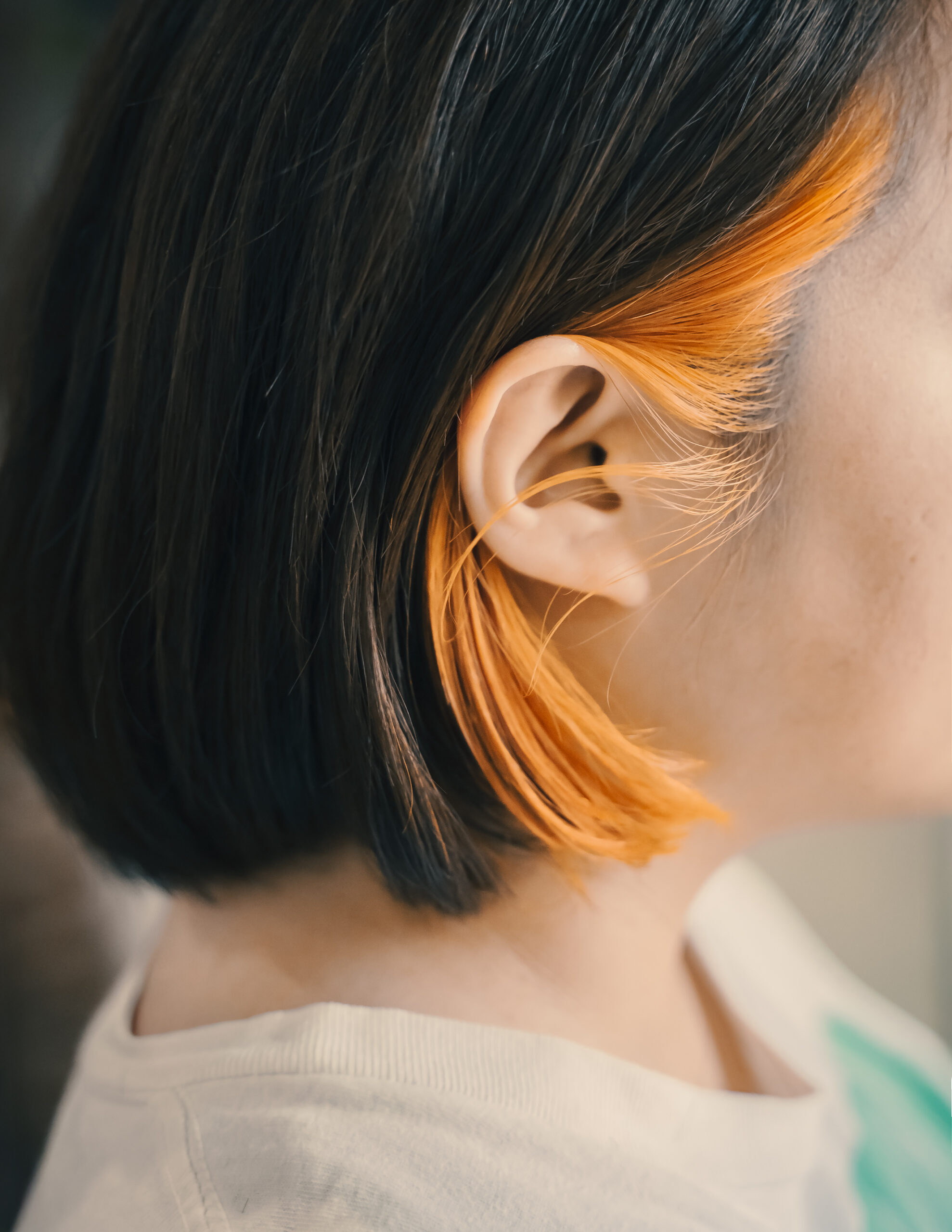 インナーカラーのオレンジ　小松市美容院